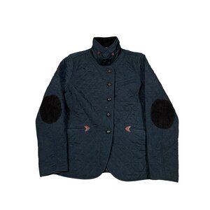 Aigle Maitre Cauoutchoutier Quilted Collared Button Front‎ Navy Blue Jacket